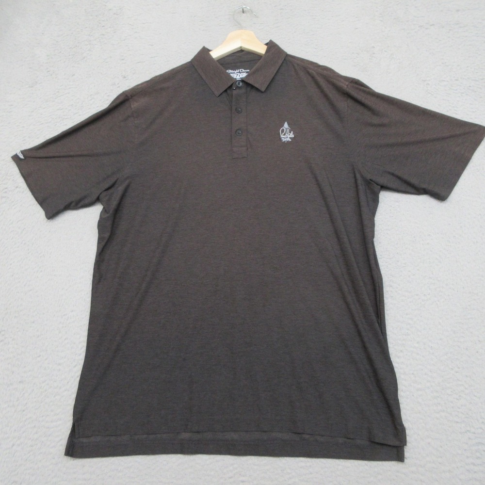 Straight Down PineHills Logo Polo Shirt Mens XL Brown Golf Performance Stretch